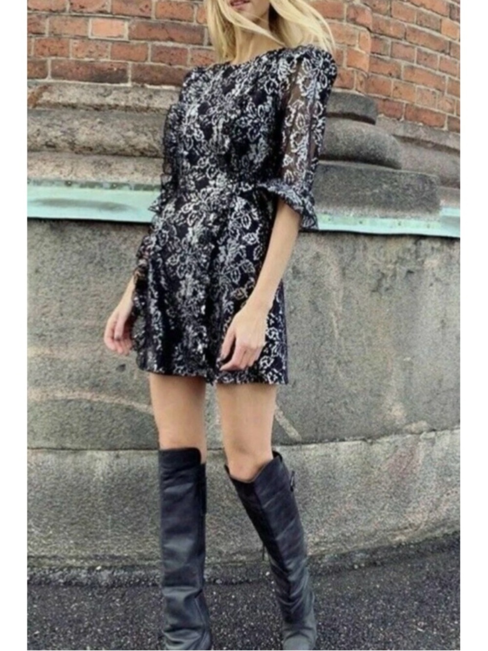 H&M x The Vampire's Wife collaboration / black and silver lace mini dress